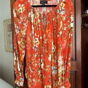 Fifteen Twenty Red Smocked Long Sleeve Blouse